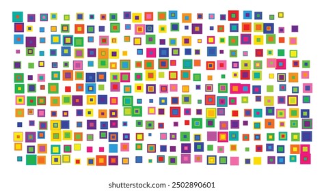 Symbol Map of the State Kansas (United States of America) showing the state with a pattern of overlapping colorful squares like candies