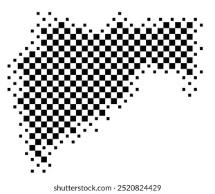 Symbol Map of the State Maharashtra (India) showing the territory with a pattern of black squares like a chessboard