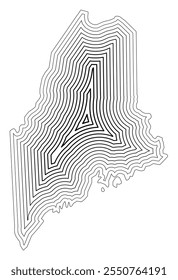 Symbol Map of the State Maine (United States of America) showing the state border buffered inside with black tapering lines