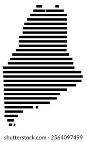 Symbol Map of the state Maine (United States) showing the territory with just a few black horizontal lines