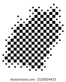 Symbol Map of the State Manipur (India) showing the territory with a pattern of black squares like a chessboard