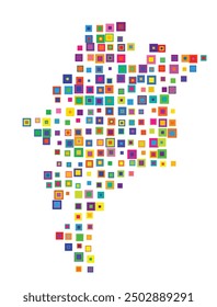 Symbol Map of the State Maranhao (Brazil) showing the territory with a pattern of overlapping colorful squares like candies