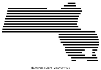 Symbol Map of the state Massachusetts (United States) showing the territory with just a few black horizontal lines