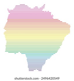 Symbol Landkarte des Bundesstaates Mato Grosso do Sul (Brasilien) mit horizontalen parallelen Linien in Regenbogenfarben