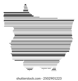 Symbol Map of the State Mato Grosso (Brazil) showing the territory with parallel black lines in different line thickness