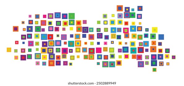 Symbol Map of the State Meghalaya (India) showing the territory with a pattern of overlapping colorful squares like candies