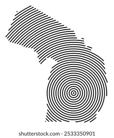 Symbol Map of the State Michigan (United States of America) showing the state with a series of circular black lines on white background