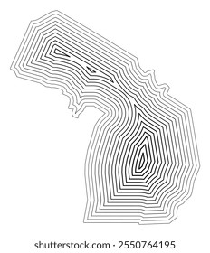 Symbol Map of the State Michigan (United States of America) showing the state border buffered inside with black tapering lines