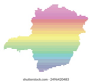 Symbol Map of the State Minas Gerais (Brazil) showing the territory with horizontal parallel lines in rainbow colors