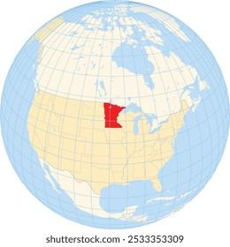 Symbol Map of the State Minnesota (United States of America) showing the earth globe with the highlighted state
