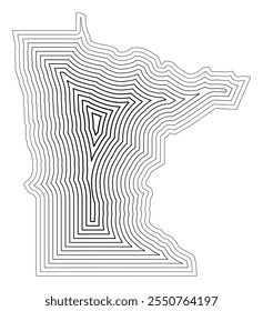 Symbol Map of the State Minnesota (United States of America) showing the state border buffered inside with black tapering lines