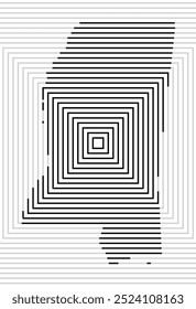 Symbol Map of the State Mississippi (United States of America) showing the state with a series of black square lines on white background