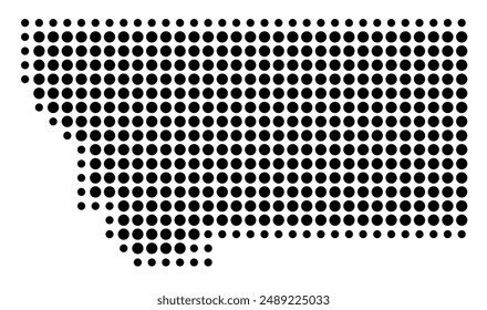 Symbol Map of the State Montana (United States of America) showing the state with a pattern of black circles