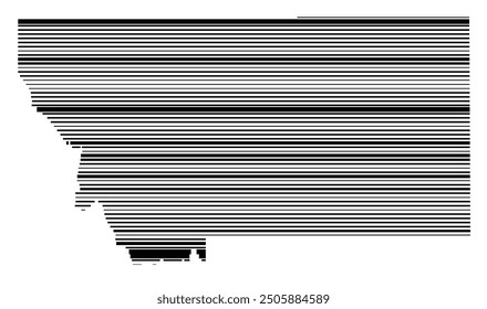 Symbol Map of the State Montana (United States of America) showing the state with parallel black lines in different line thickness