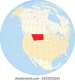 Symbol Map of the State Montana (United States of America) showing the earth globe with the highlighted state