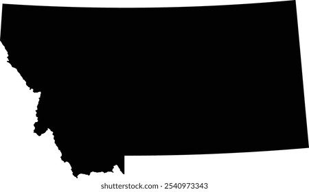 Symbol Map of the State Montana (United States of America) showing the state as black polygon with transparent background