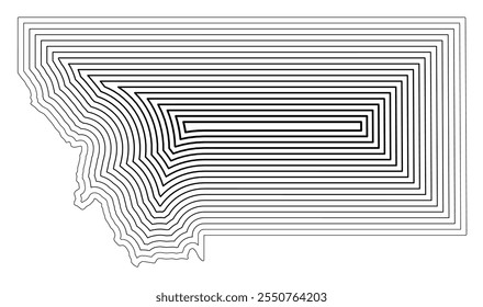 Symbol Map of the State Montana (United States of America) showing the state border buffered inside with black tapering lines