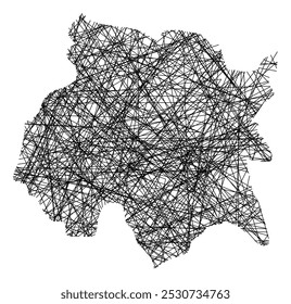 Symbol Map of the State Morelos (Mexico) showing the state with black, crossing lines like Mikado Sticks or a spider web