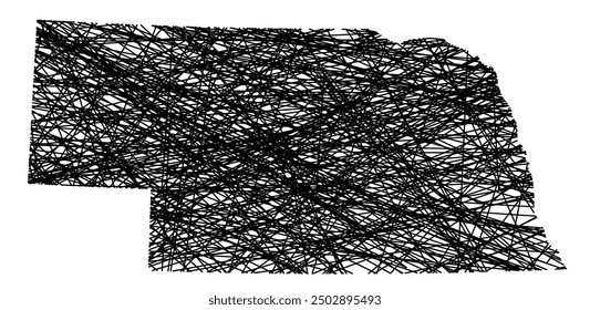 Symbol Map of the State Nebraska (United States of America) showing the state with black, crossing lines like Mikado Sticks or a spider web