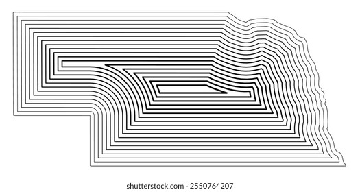 Symbol Map of the State Nebraska (United States of America) showing the state border buffered inside with black tapering lines