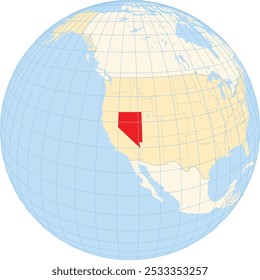 Symbol Map of the State Nevada (United States of America) showing the earth globe with the highlighted state