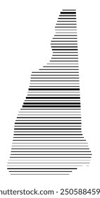 Symbol Map of the State New Hampshire (United States of America) showing the state with parallel black lines in different line thickness