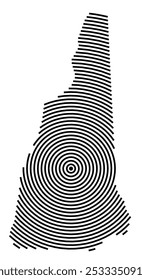Symbol Map of the State New Hampshire (United States of America) showing the state with a series of circular black lines on white background