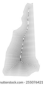 Symbol Map of the State New Hampshire (United States of America) showing the state border buffered inside with black tapering lines