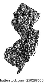 Symbol Map of the State New Jersey (United States of America) showing the state with black, crossing lines like Mikado Sticks or a spider web