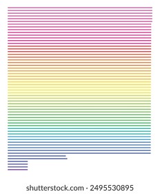 Symbol Map of the State New Mexico (United States of America) showing the state with horizontal parallel lines in rainbow colors