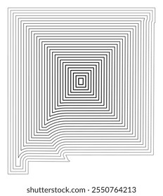 Symbol Map of the State New Mexico (United States of America) showing the state border buffered inside with black tapering lines