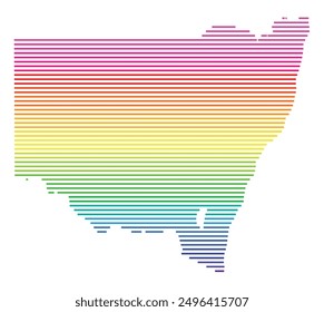 Symbol Map of the State New South Wales (Australia) showing the territory with horizontal parallel lines in rainbow colors