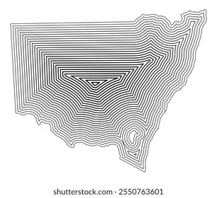 Symbol Map of the State New South Wales (Australia) showing the state border buffered inside with black tapering lines