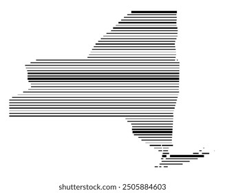 Symbol Map of the State New York (United States of America) showing the state with parallel black lines in different line thickness