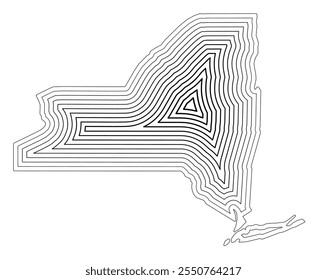 Symbol Map of the State New York (United States of America) showing the state border buffered inside with black tapering lines