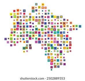 Symbol Map of the State Niedersachsen (Germany) showing the Bundesland with a pattern of overlapping colorful squares like candies