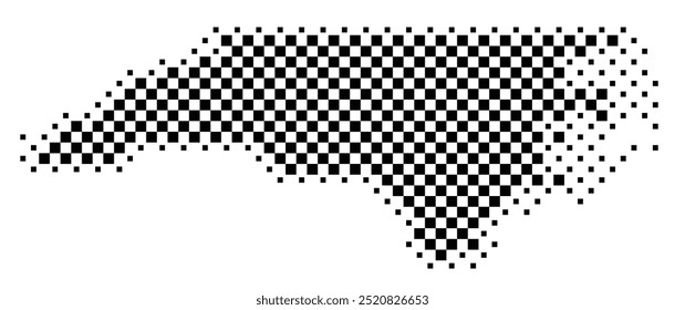 Symbol Map of the State North Carolina (United States of America) showing the state with a pattern of black squares like a chessboard