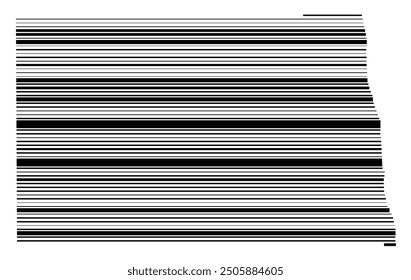 Symbol Map of the State North Dakota (United States of America) showing the state with parallel black lines in different line thickness