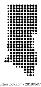 Symbol Map of the State North Darfur (Sudan) showing the area with a pattern of black circles