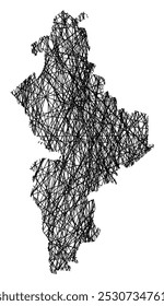 Symbol Map of the State Nuevo Leon (Mexico) showing the state with black, crossing lines like Mikado Sticks or a spider web