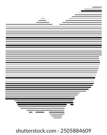 Symbol Map of the State Ohio (United States of America) showing the state with parallel black lines in different line thickness