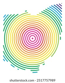 Symbolkarte des Bundesstaates Ohio (Vereinigte Staaten von Amerika) mit konzentrischen Kreisen in Regenbogenfarben