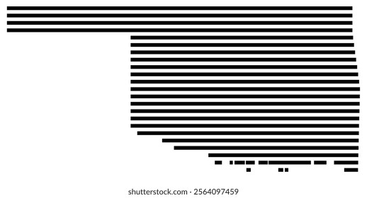 Symbol Map of the state Oklahoma (United States) showing the territory with just a few black horizontal lines