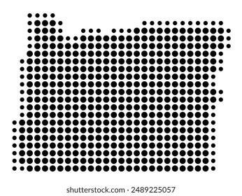 Symbol Map of the State Oregon (United States of America) showing the state with a pattern of black circles