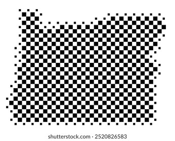 Symbol Map of the State Oregon (United States of America) showing the state with a pattern of black squares like a chessboard