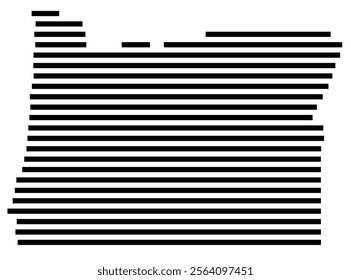 Symbol Map of the state Oregon (United States) showing the territory with just a few black horizontal lines