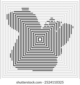 Symbol Map of the State Para (Brazil) showing the territory with a series of black square lines on white background