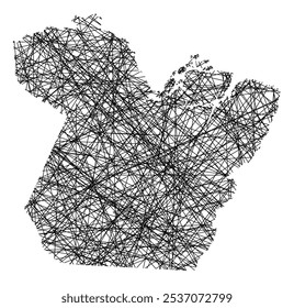 Symbol Map of the State Para (Brazil) showing the state with black, crossing lines like Mikado Sticks or a spider web