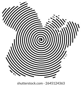 Symbol Map of the State Para (Brazil) showing the territory with a black spiral line