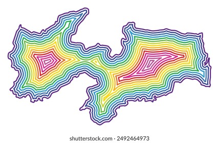 Mapa de símbolos del estado de Paraiba (Brasil) que muestra la frontera estatal dentro de ella con los colores del arco iris